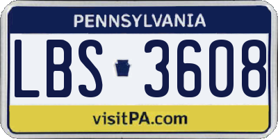 PA license plate LBS3608