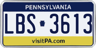 PA license plate LBS3613