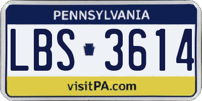 PA license plate LBS3614