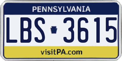 PA license plate LBS3615