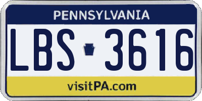 PA license plate LBS3616