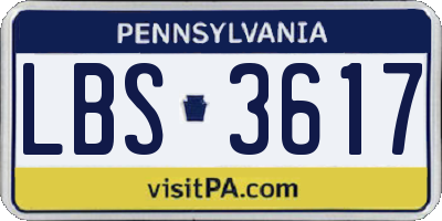 PA license plate LBS3617