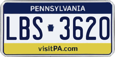 PA license plate LBS3620