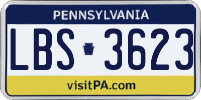 PA license plate LBS3623