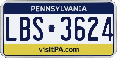 PA license plate LBS3624