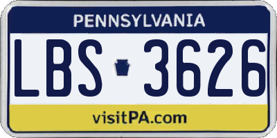 PA license plate LBS3626