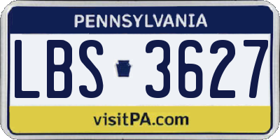 PA license plate LBS3627