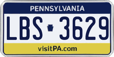 PA license plate LBS3629