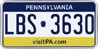 PA license plate LBS3630