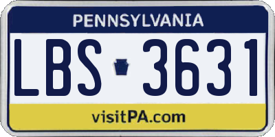 PA license plate LBS3631