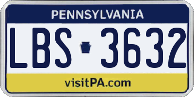 PA license plate LBS3632