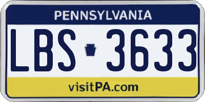 PA license plate LBS3633