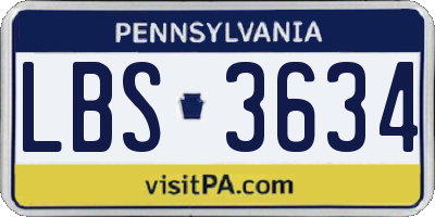 PA license plate LBS3634
