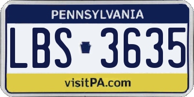 PA license plate LBS3635