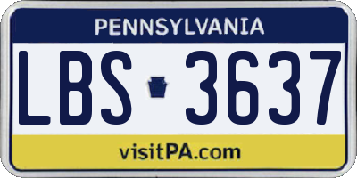 PA license plate LBS3637