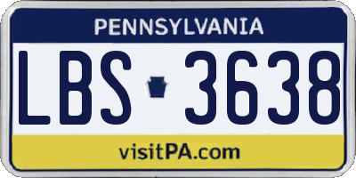 PA license plate LBS3638
