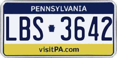 PA license plate LBS3642