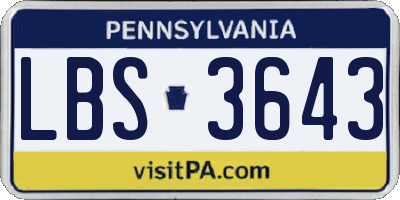 PA license plate LBS3643