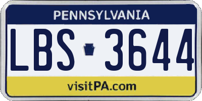 PA license plate LBS3644