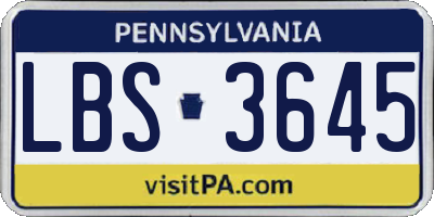PA license plate LBS3645
