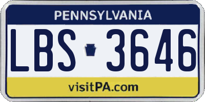 PA license plate LBS3646
