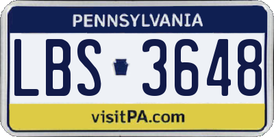 PA license plate LBS3648