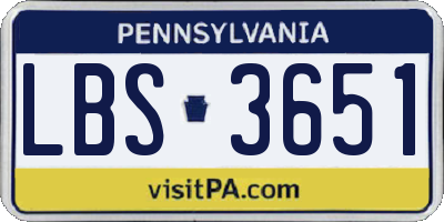 PA license plate LBS3651