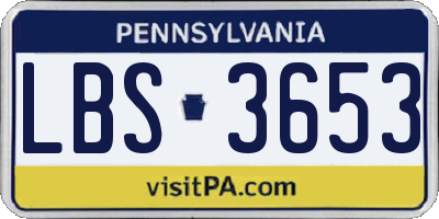 PA license plate LBS3653