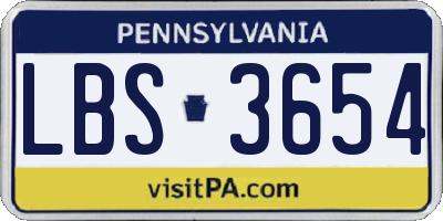 PA license plate LBS3654