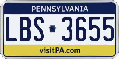PA license plate LBS3655