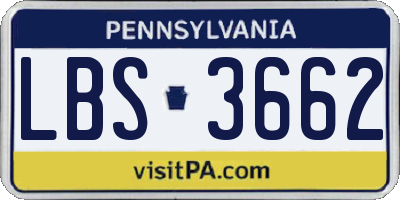 PA license plate LBS3662