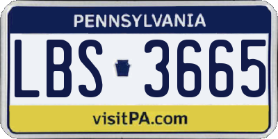 PA license plate LBS3665