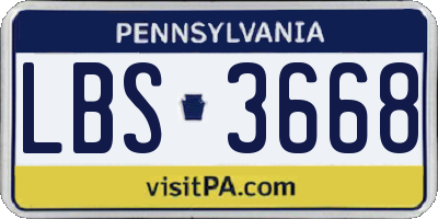 PA license plate LBS3668