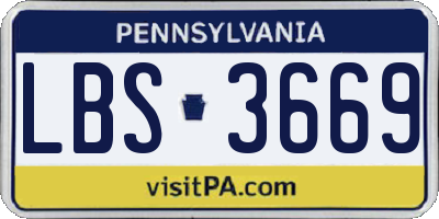 PA license plate LBS3669