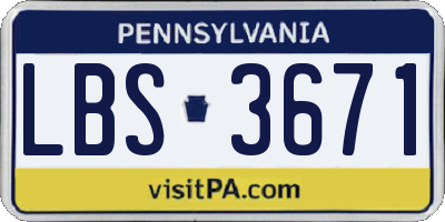 PA license plate LBS3671