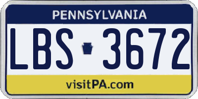 PA license plate LBS3672