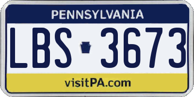 PA license plate LBS3673