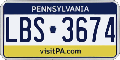 PA license plate LBS3674