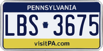 PA license plate LBS3675