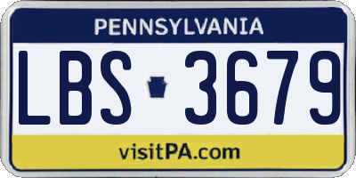 PA license plate LBS3679