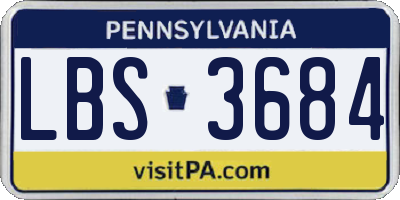 PA license plate LBS3684