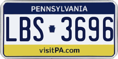 PA license plate LBS3696
