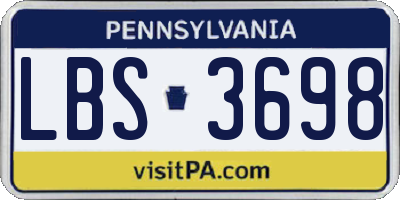 PA license plate LBS3698