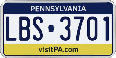 PA license plate LBS3701