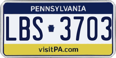 PA license plate LBS3703