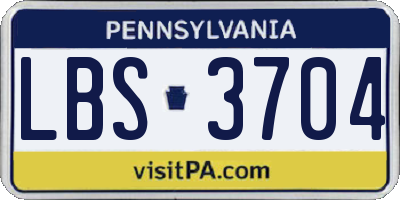 PA license plate LBS3704