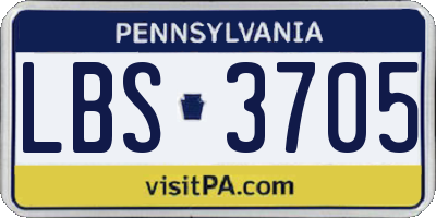 PA license plate LBS3705