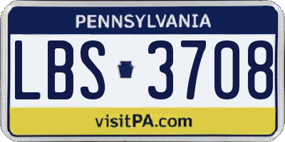 PA license plate LBS3708