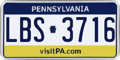 PA license plate LBS3716
