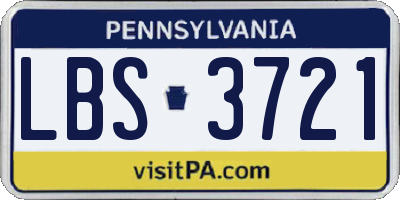 PA license plate LBS3721